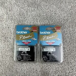 Brother M-K231 P-touch Label Tape 1/2" Black on White NEW Sealed 2 Pack